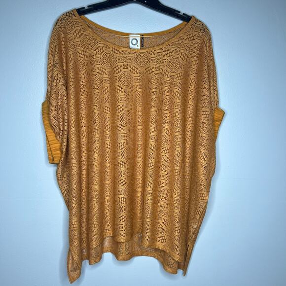Anthropologie Akemi + Kin XS/S Bratton Sheer Lace Boxy Oversized Drop Sleeve Top - Picture 2 of 10
